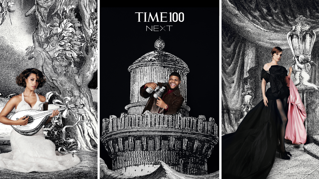 Rising stars gathered at a media event, illustrating TIME100 Next 2026